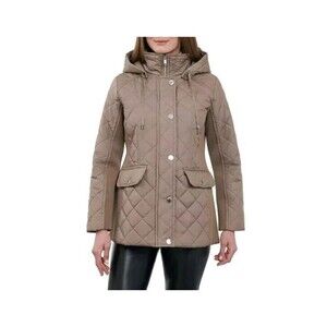 London Fog Water Resistant Jacket women Medium Brown Removable Hood